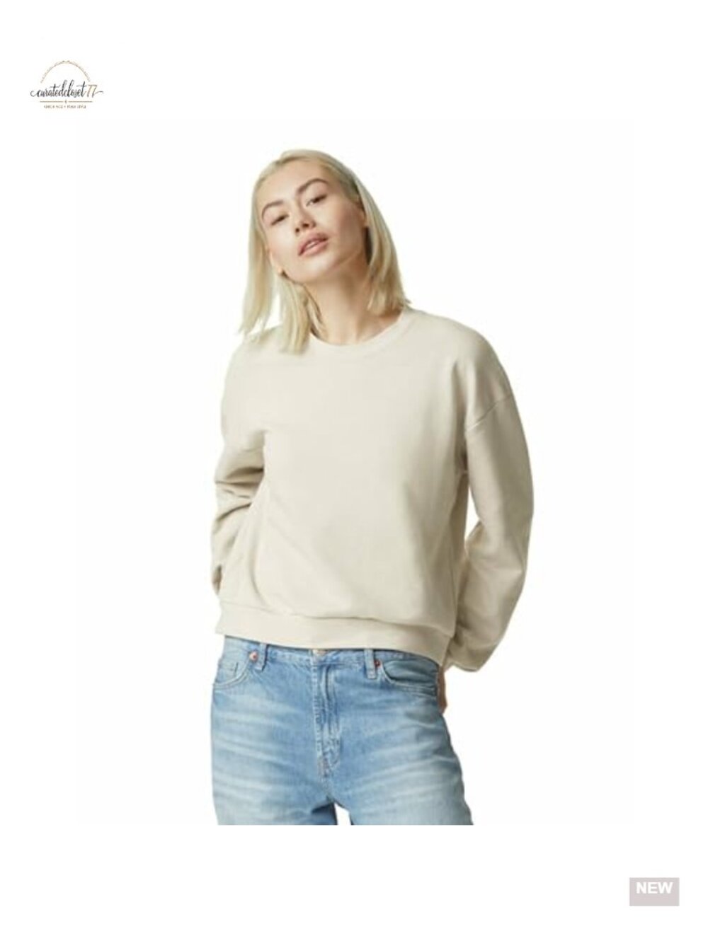 American Apparel Cropped Crewneck Sweatshirt Balloon Sleeve Relaxed Fit Pullover